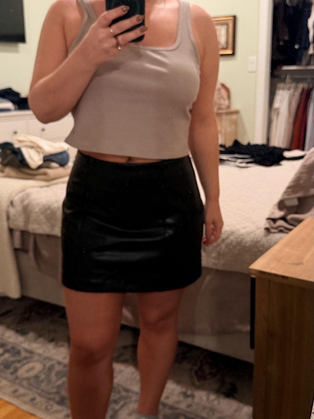 Abercrombie & Fitch Black Faux Leather Mini Skirt